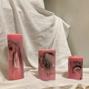 Marbled Pillar Candle Set